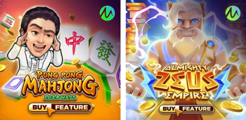 สล็อตเว็บแท้จากต่างประเทศ Microgaming - PONG PONG MAHJONG 1024 WAYS BUY FEATURE, ALMIGHTY ZEUS EMPIRE BUY FEATURE